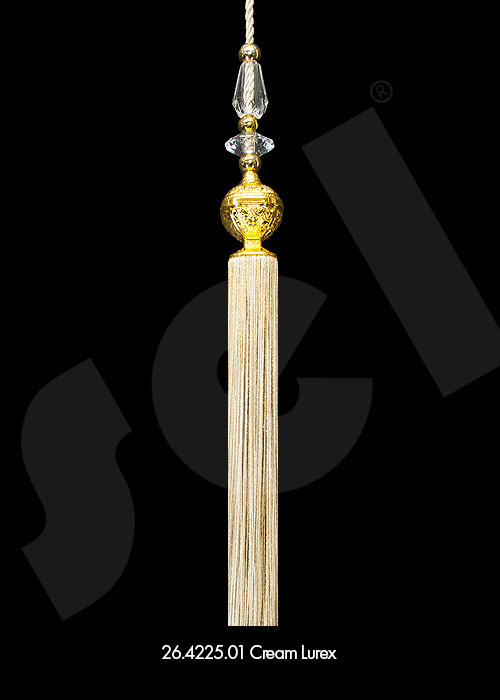 Ornament Tassel Azur Cream Lurex - Curtain Accessories