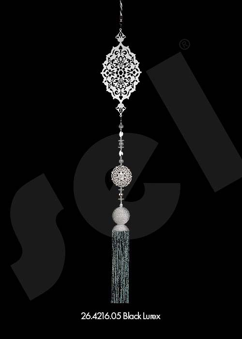 Ornament Tassel Dantel Black Lurex - Curtain Accessories