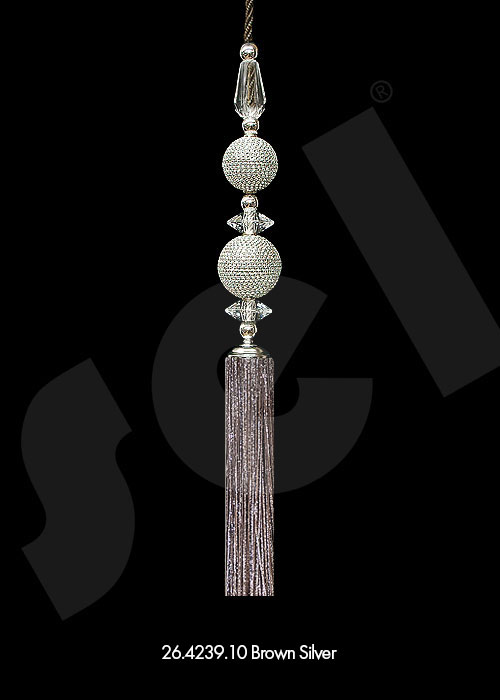 Ornament Tassel Double Ball Brown Silver - Curtain Accessories 