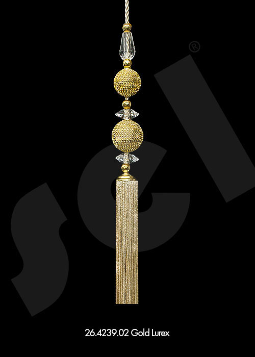 Ornament Tassel Double Ball Gold Lurex - Curtain Accessories 