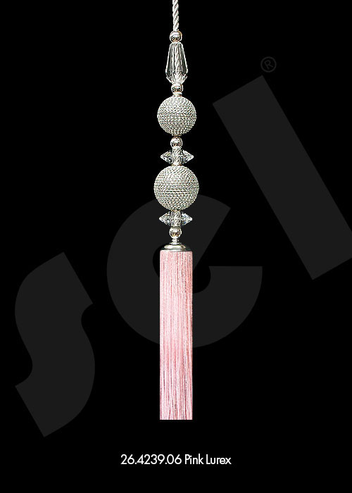 Ornament Tassel Double Ball Pink Lurex - Curtain Accessories 