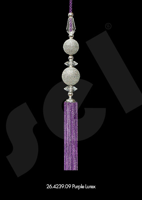 Ornament Tassel Double Ball Purple Lurex - Curtain Accessories 