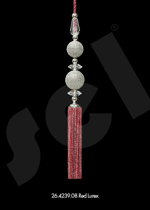 Ornament Tassel Double Ball Red Lurex - Curtain Accessories 