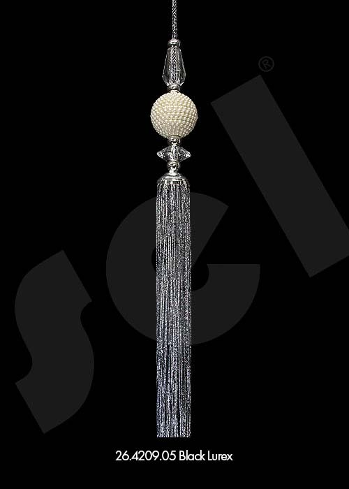 Ornament Tassel İncili Black Lurex - Curtain Accessories
