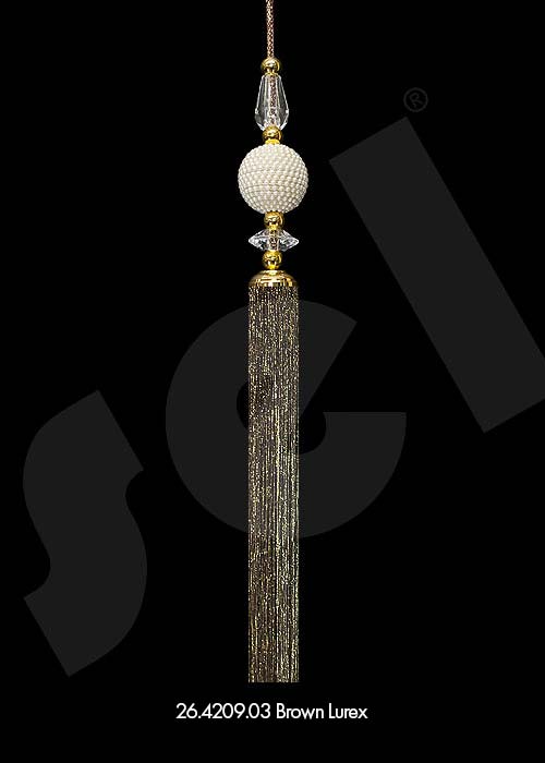 Ornament Tassel İncili Brown Lurex - Curtain Accessories