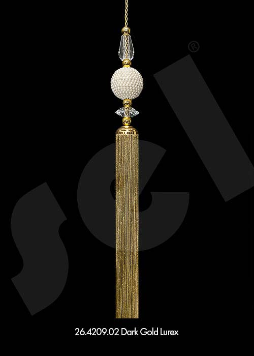 Ornament Tassel İncili Dark Gold Lurex - Curtain Accessories