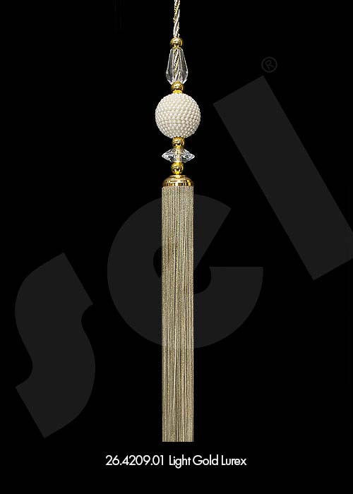 Ornament Tassel İncili Light Gold Lurex - Curtain Accessories