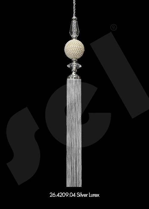 Ornament Tassel İncili Silver Lurex - Curtain Accessories