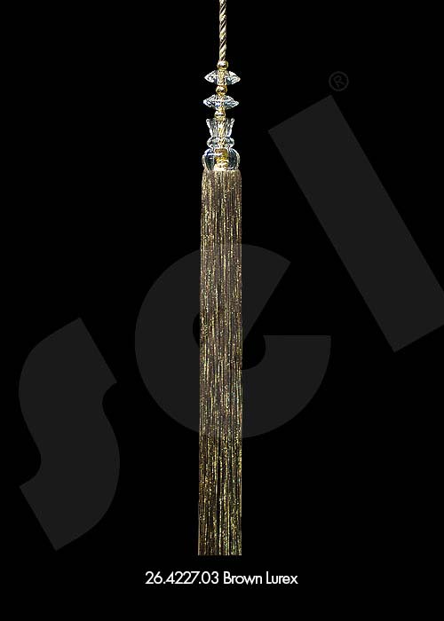 Ornament Tassel Şeffaf Kafalı Brown Lurex - Curtain Accessories