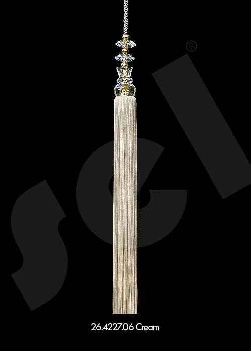 Ornament Tassel Şeffaf Kafalı Cream - Curtain Accessories