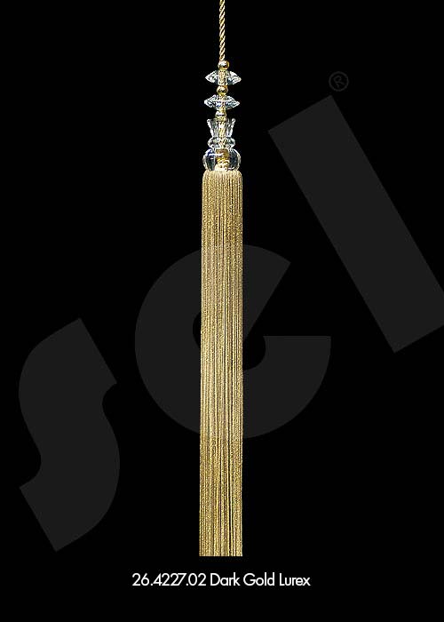 Ornament Tassel Şeffaf Kafalı Dark Gold Lurex - Curtain Accessories