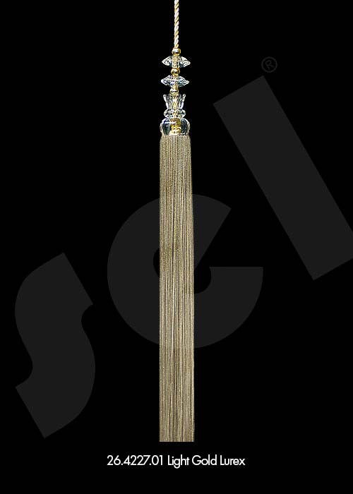 Ornament Tassel Şeffaf Kafalı Light Gold Lurex - Curtain Accessories