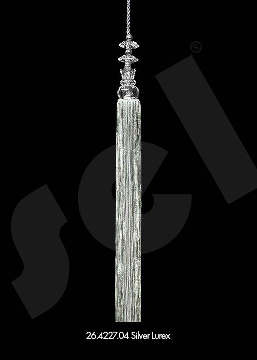 Ornament Tassel Şeffaf Kafalı Silver Lurex - Curtain Accessories