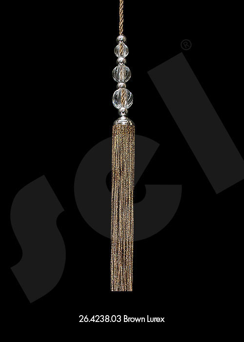 Ornament Tassel Triple Ball Brown Lurex - Curtain Accessories