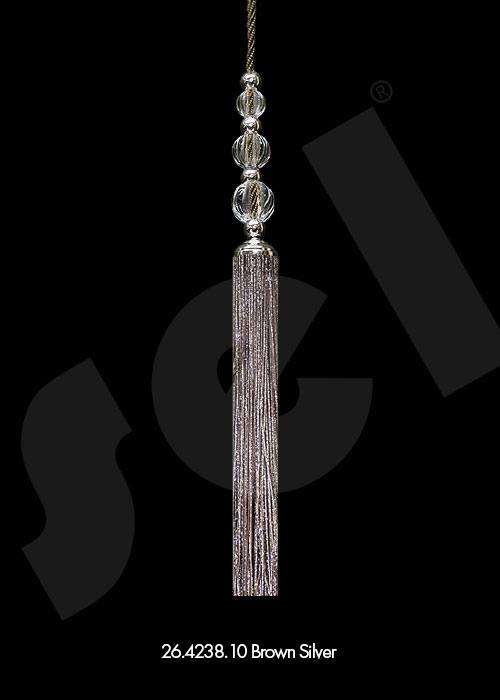 Ornament Tassel Triple Ball Brown Silver - Curtain Accessories
