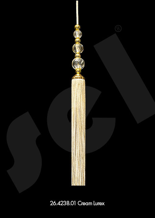 Ornament Tassel Triple Ball Cream Lurex - Curtain Accessories