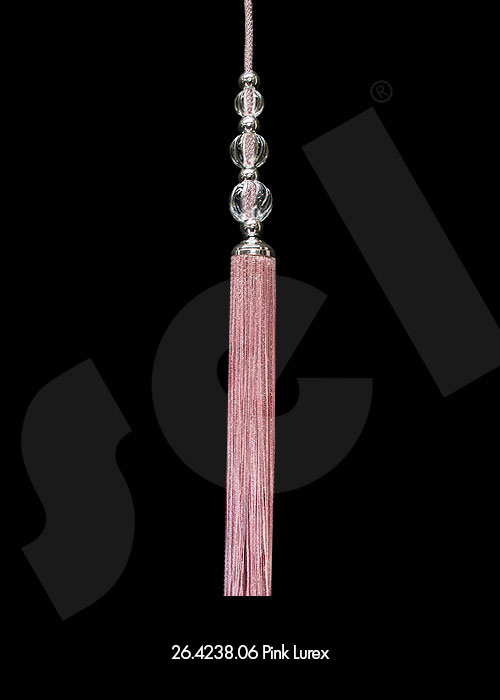 Ornament Tassel Triple Ball Pink Lurex - Curtain Accessories