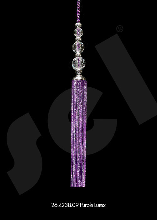 Ornament Tassel Triple Ball Purple Lurex - Curtain Accessories