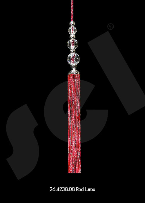 Ornament Tassel Triple Ball Red Lurex - Curtain Accessories