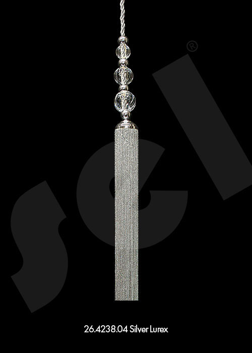 Ornament Tassel Triple Ball Silver Lurex - Curtain Accessories