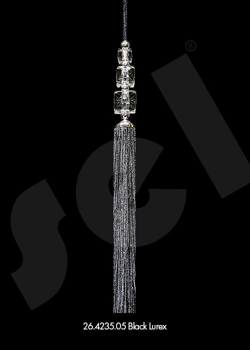 Ornament Tassel Triple Cubic Stone Black Lurex - Curtain Accessories