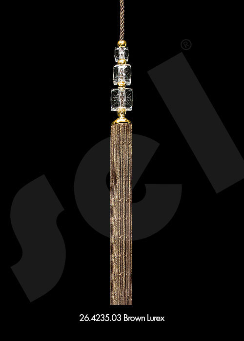 Ornament Tassel Triple Cubic Stone Brown Lurex - Curtain Accessories