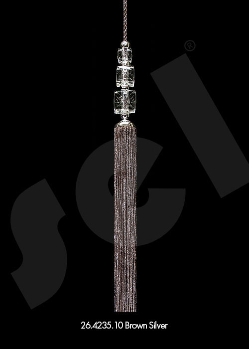 Ornament Tassel Triple Cubic Stone Brown Silver - Curtain Accessories