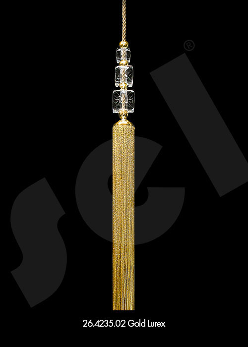 Ornament Tassel Triple Cubic Stone Gold Lurex - Curtain Accessories