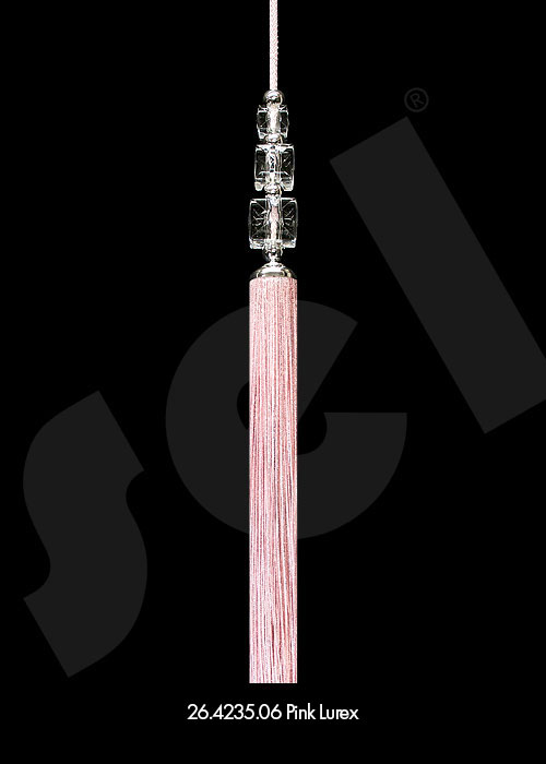 Ornament Tassel Triple Cubic Stone Pink Lurex - Curtain Accessories