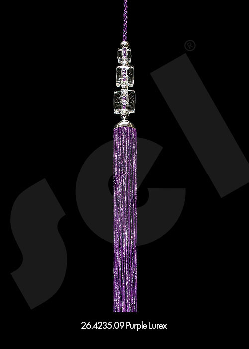 Ornament Tassel Triple Cubic Stone Purple Lurex - Curtain Accessories