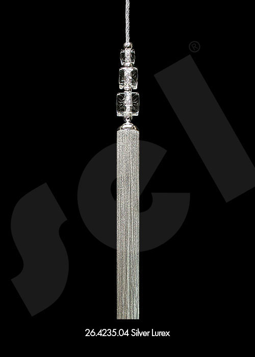 Ornament Tassel Triple Cubic Stone Silver Lurex - Curtain Accessories