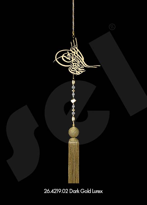 Ornament Tassel Tuğra Dark Gold Lurex - Curtain Accessories