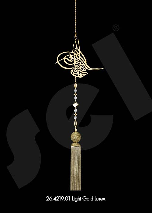 Ornament Tassel Tuğra Light Gold Lurex - Curtain Accessories