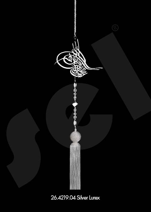 Ornament Tassel Tuğra Silver Lurex - Curtain Accessories