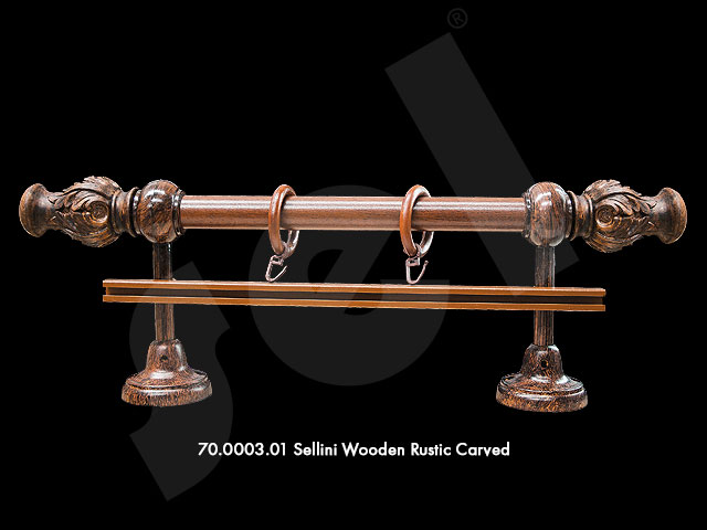 Sellini Wooden Rustic Carved - Curtain Accessories