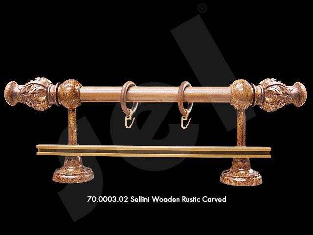 Sellini Wooden Rustic Carved - Curtain Accessories
