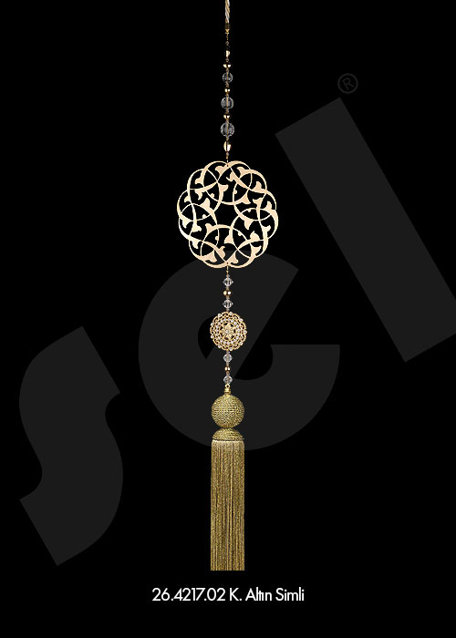 Bronz Sarkıt Püskül Safir - Perde Aksesuarları