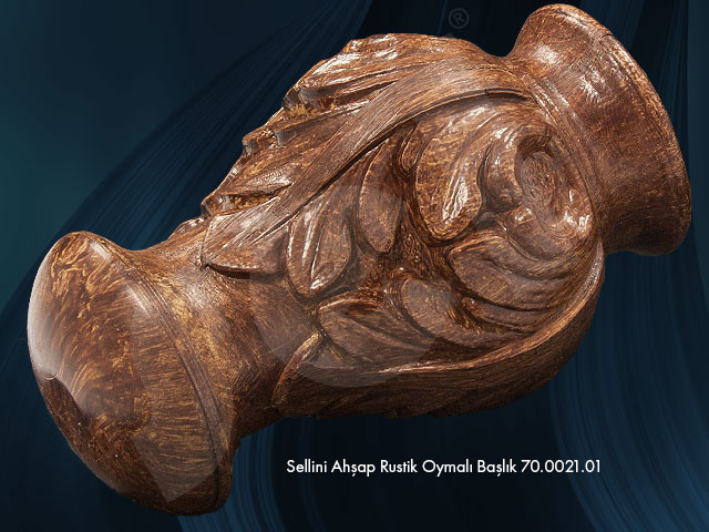 Sellini Ahşap Rustik Oymalı Başlık - Perde Aksesuarları