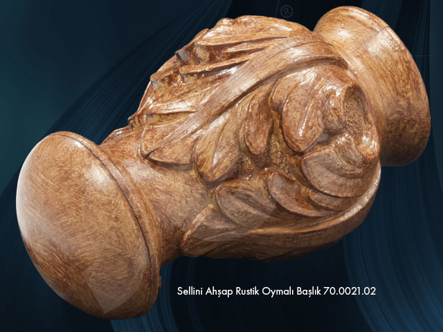 Sellini Ahşap Rustik Oymalı Başlık - Perde Aksesuarları