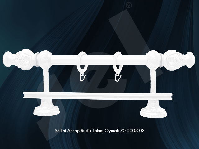 Sellini Ahşap Rustik Takım Oymalı - Perde Aksesuarları