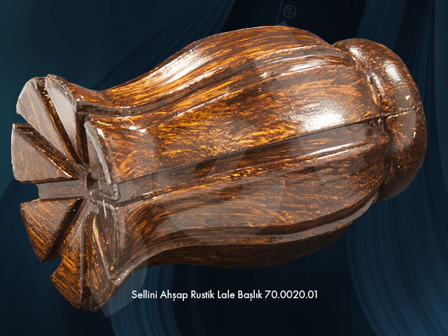 Sellini Ahşap Rustik Lale Başlık - Perde Aksesuarları