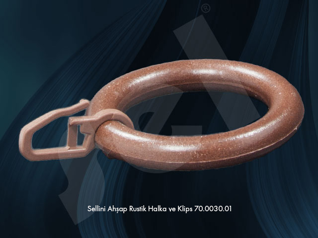 Sellini Ahşap Rustik Halka ve Klips - Perde Aksesuarları
