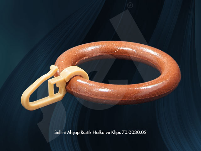 Sellini Ahşap Rustik Halka ve Klips - Perde Aksesuarları