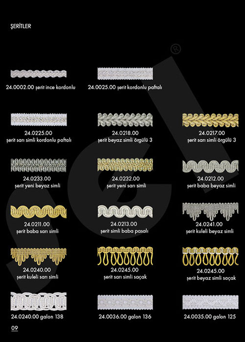 Sutaşı Şeritler - Galonlar - Perde Aksesuarları